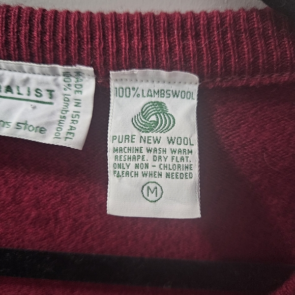 Size M Traditionalist Bloomingdales Medium Burgundy 100% lambswool - Picture 4 of 8
